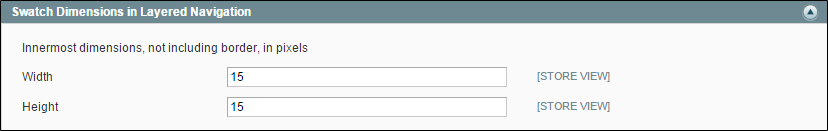 Swatch Dimensions in Layered Navigation